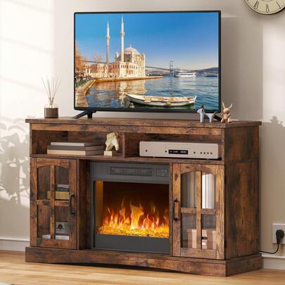 Chimenea eléctrica con calentador, chimenea eléctrica para el salón con efecto llama, llama ajustable, temporizador de 1 a 8 horas, protección contra sobrecalentamiento, función de calefacción y control remoto.