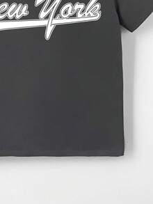 青少年男孩卡通印花短袖T恤 - 深灰色 - 查看 5