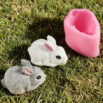 1pc Easter Bunny Silicone Mold, Suitable For Handmade Production Of Candles, Plaster, Resin, Holiday Atmosphere Decoration Props, Art Production, Simple Demolding, And Reusable Molds.