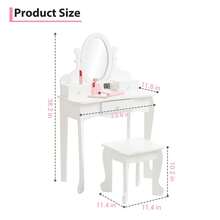 Set de Tocador Infantil de Madera con Espejo y Taburete, Juego de Maquillaje de Princesa con Cajones, Juguete de Simulación para Niñas y Decoración de Habitación, Regalo de Cumpleaños - Rosa - Ver 4