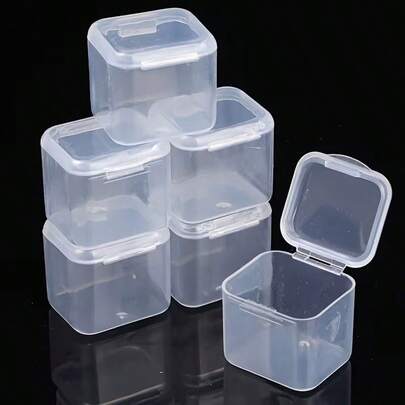 20 piezas Cajas de almacenamiento pequeñas de plástico transparente con tapas - Ideal para organizar aretes, joyas y artículos pequeños. Diseño cuadrado transparente para ver fácilmente el contenido. Organizador de aretes