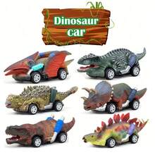 6件套无电池恐龙车玩具套装，ABS塑料材质，适合3-6岁儿童，理想的节日礼物 - 彩色 - 查看 3