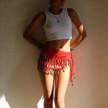 1 Peça Conjunto de Cinto de Corrente de Malha Metálica, Cinto de Corrente de Cintura de Estilo Boêmio para Dança do Ventre, Decoração de Cintura de Saia, Adequado para Dança - Multicolorido - Visão 5