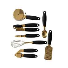 White & Gold Kitchen Tools And Gadgets - Luxe 7PC CooFKing Tools And Gadgets With Anti-Slip Handles, Utensils Set, Gold Kitchen Accessories,Premium Kitchen Gadget Set (Champagne Gold & Black) - Champagnegold & Black - View 9