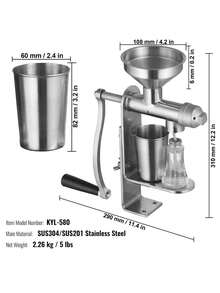 Manual Oil Press Machine, Stainless Steel Oil Extractor Machine, Detachable Oil Presser For Effortless Cleaning, Household Oil Expeller For Pressing Peanuts, Sesame Seeds, Rapeseed, Tea Seeds - Silver - View 7