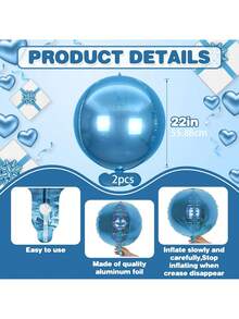2/4/6 Stück blaue runde Aluminiumfolie Ballons, riesige 4D runde Ballons, 22 Zoll metallisch blaue Ballons, geeignet für Geburtstag, Hochzeit, Abschluss, Party Dekoration - Verschiedenfarbig - Übersicht 8