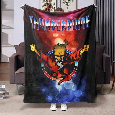 1pc Anime Flannel Blanket - Soft & Warm Nonwoven Polyester, Multipurpose Throw Blanket For Sofa, Bed, Camping, Machine Washable, Ideal Home & Travel Gift, 250gsm