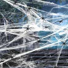1 Pcs 20g Spider Webs Halloween Decorations Bonus With Fake Spiders, Super Stretch Cobwebs For Halloween Indoor And Outdoor Party Supplies - 彩色 - 查看 2