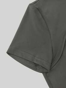 3pcs/Set Women Casual Sexy Hollow Out Chest Short Sleeve Tops Summer - Black, White and Gray - View 4