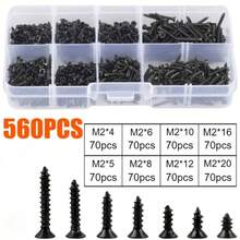 800pcs M2 Black - Screw Set, Locking Screws And Wood Screws - Durable Metal With Spiral Shank & Flat Head For Wood Repair & Appliance Assembly, Includes Convenient Storage Box - Multicolor - View 10