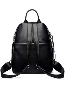 LANYIBAIGE 时尚双肩包 女士单肩包 简约背包 女式软皮背包 女士旅行包 大容量书包 - 黑色 - 查看 5