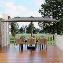 Sombrilla Rectangular de 15 pies con Base incluida, Paraguas Grande de Patio con manivela, protección UV para Mercado al Aire última intervensión, Patio Trasero, Piscina, Color Burdeos - gris - Ver 7