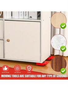 5 Packs Heavy-Duty Furniture Moving Kit With Lifter Tool And 360° Rotatable Sliders, Carbon Steel & Plastic Easy-Glide Movers For Sofas And Appliances - A - View 8