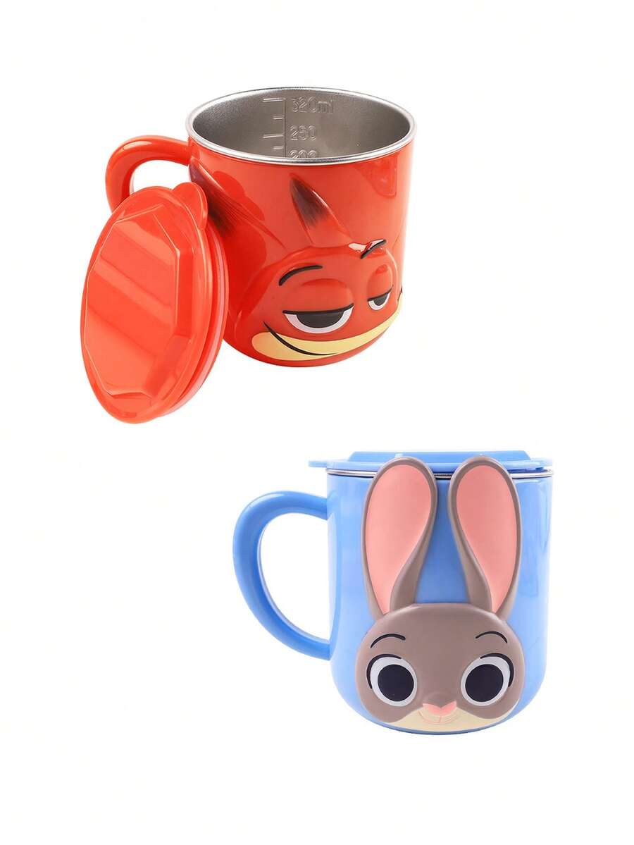 Disney 迪士尼疯狂动物城朱迪尼克3D可爱不锈钢杯 - 320毫升带把手杯，耐热，适用于咖啡、牛奶，家居饮具及礼品 - 彩色 - 查看 1