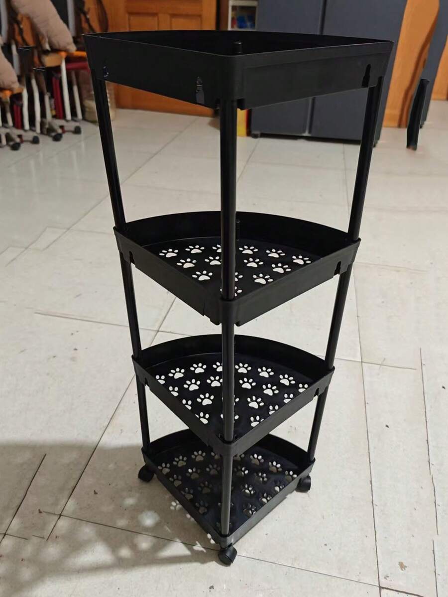 1pc Kitchen/Bathroom Corner Shelf, Freestanding Triangular Storage Rack, Multipurpose Organizer For Toilet/Vanity Bathroom Accessories - Multicolor - View 1