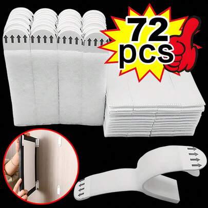 72pcs Heavy-Duty Adhesive Strips | No Drill Damage-Free Hanging, Double Sided Tape For Smooth Surfaces, Removable Strong Hold For Photos, Christmas Decor & Wall Art, Wall Adhesive Strips, Polyamide Material
