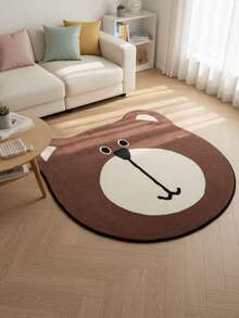 1pc Cute Bear & Lion Plush Round Mat - Soft, Comfortable, Decorative Rug For Teen Bedroom, Living Room Or Playroom, Bedroom Carpet | Adorable Animal Design, Bedroom Decor, Room Decor, Small Rug, Blanket - Multicolor - View 13
