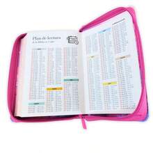 Biblia Con Cierre Portatil Para Mujer Letra Grande 12 Puntos RV1960, Imit Piel Blanco Y Rosa Margaritas Con Indice Y Canto Floral - Single Book - View 4