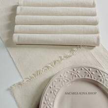 American Chic Placemat Set, 7 Pieces Including 1 Runner And 6 Placemats, Beautifully Woven For A Table Setting. - Ivory - View 2
