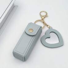 Customized Text Logo Portable Lipstick Case With Heart Shaped Mirror, Cute Minimalist Keychain Gift For Mom/Lover - Heart Shape - View 16