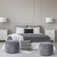 Sarung Bangku Pouf Kosong | Mudah Mengisi Rumah Anda | Bangku Kaki Empuk dan Solusi Penyimpanan Hemat Ruang | Wajib Dimiliki untuk Dekorasi Rumah Modern - Grey - View 6
