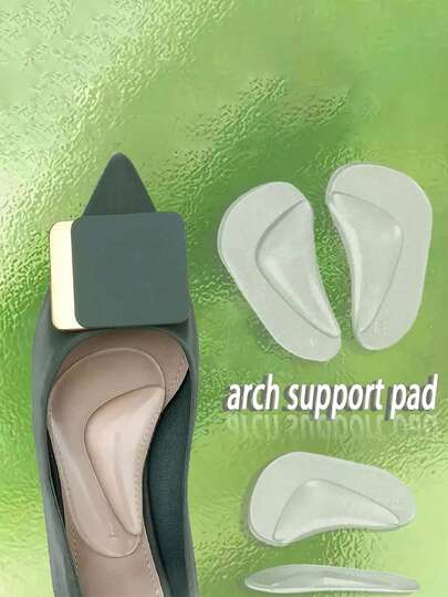 QKC 1 Pair Unisex Silicone Arch Support Insoles, Non-Woven, Comfortable Gel Pad, Suitable For Flat Shoes, Sandals, High Heels And Sneakers