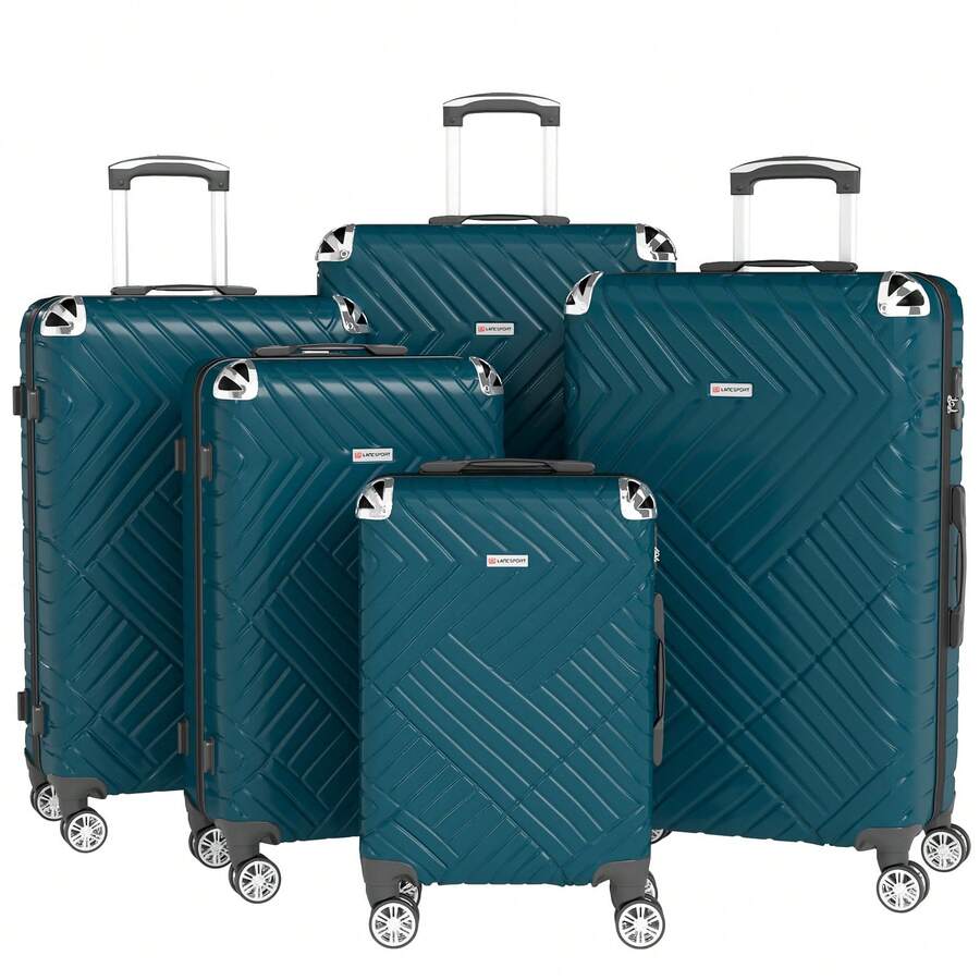 YSTYLE 3/5 Piece Hardside Luggage Set (12, 18, 20, 24, 28 Inch), With Scratch-Resistant And Impact-Resistant ABS Shells, Spacious Design And Four 360-Degree Spinner Wheels - Teal Blue - View 1