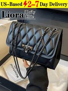 New High-Quality Fashionable Chic Shoulder Small Square Bag With Chain Strap Crossbody Bag, Casual PU Leather Solid Color Quilted Evening Bag, Lightweight Office Commuter Handbag & Purse, Outdoor Travel Vacation Mobile Phone Coin Wallet,Pumpkin,Autumn,Halloween,Fall,Christmas,Thanksgiving,Festival,Cyber Monday,Holiday,Gift,New Year,Snow,Winter,Warm,End-Of-Year,Party,Hand Bags For Women,Purses And Bags,Carteras Para Mujer,Handbags,Purse For Woman,Bags And Purses,Hand Bag,Women Purse,Big Purse,Cute Bags,Pink Purse,Shoulder Bags,Cartera Para Mujer Elegante - 黑色 - 查看 11