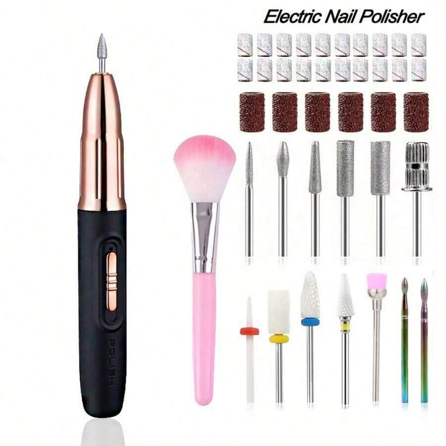 Professional Nail Drill Kit, USB Rechargeable Nail File Drill, 300mAh Lithium Battery High Capacity, Manicure & Pedicure Set, Home And Salon Nail File Kit, Nail Buffer Grinding Polishing Tools