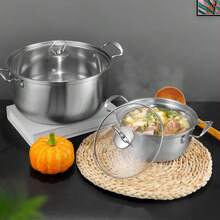 Set Of 3 Stainless Steel Non-Sticks Pans Pots Cookware, 16cm, 18cm, 20cm, With Lids - Silver - View 7