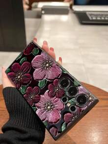 1个时尚花卉印花软TPU手机壳，防刮防震保护套，兼容华为荣耀、红米、三星Galaxy A04e/A05s/A13/A14/A15/A34/A35/A50/A52/A53/A54/S21/S22/S23/S24/S25/S25 Ultra/S25 FE/S26/S26 Plus/S26 Ultra/S26 Edge、6A/7A/8A、12T/13T/14T - 黑色 - 查看 7