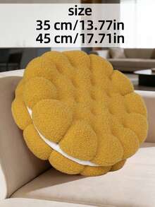 1个逼真奶油填充饼干造型靠垫，芥末黄，柔软羊羔绒材质，可爱氛围坐垫，适用于客厅、卧室、沙发、窗边，蓬松柔软，是馈赠佳品。 - 薑黃 - 查看 3