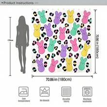 Rideau de douche de Pâques au lapin pastel, imprimé léopard, imperméable et résistant à la moisissure, sans installation de perçage, rideau de salle de bain printanier festif pour enfants - Rose violet - Voir 3