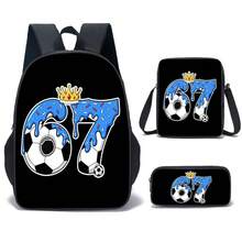 3pcs/Set Creative Pattern Student Backpack 15", Lightweight Outdoor Casual Backpack, Unisex, 3pcs Set Includes Backpack, Messenger Bag And Pencil Case - 16-inch Three-piece Set - View 9