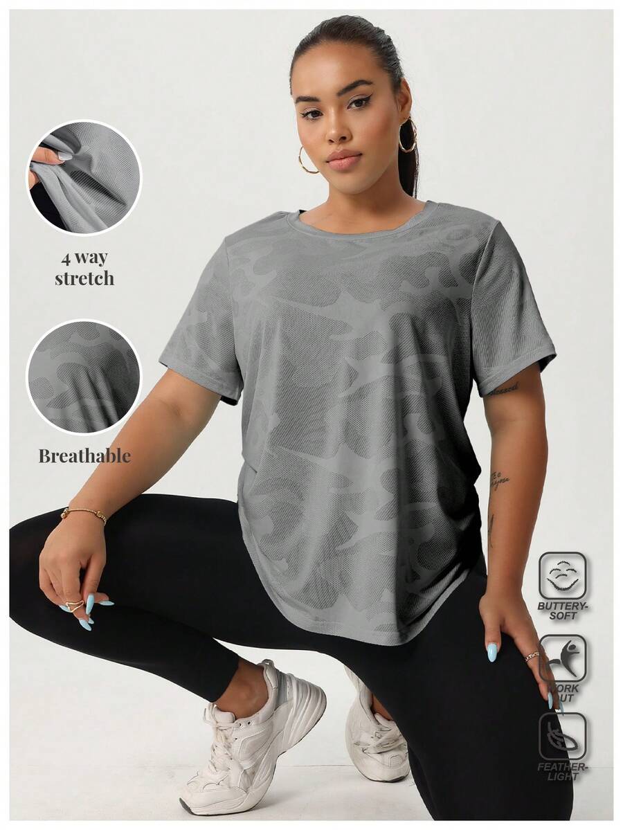 Women's Plus Size Crew Neck Short Sleeve Loose Casual Summer Sports T-Shirt Tank Top