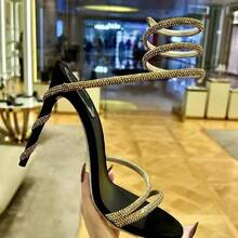 Women Heeled Sandals - Black - View 4