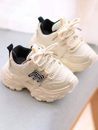 1 Pair Girls' Anti-Slip Sports Shoes, 2026 Summer New Kids' Breathable Mesh Sneakers, White Children Girls Sports Shoes