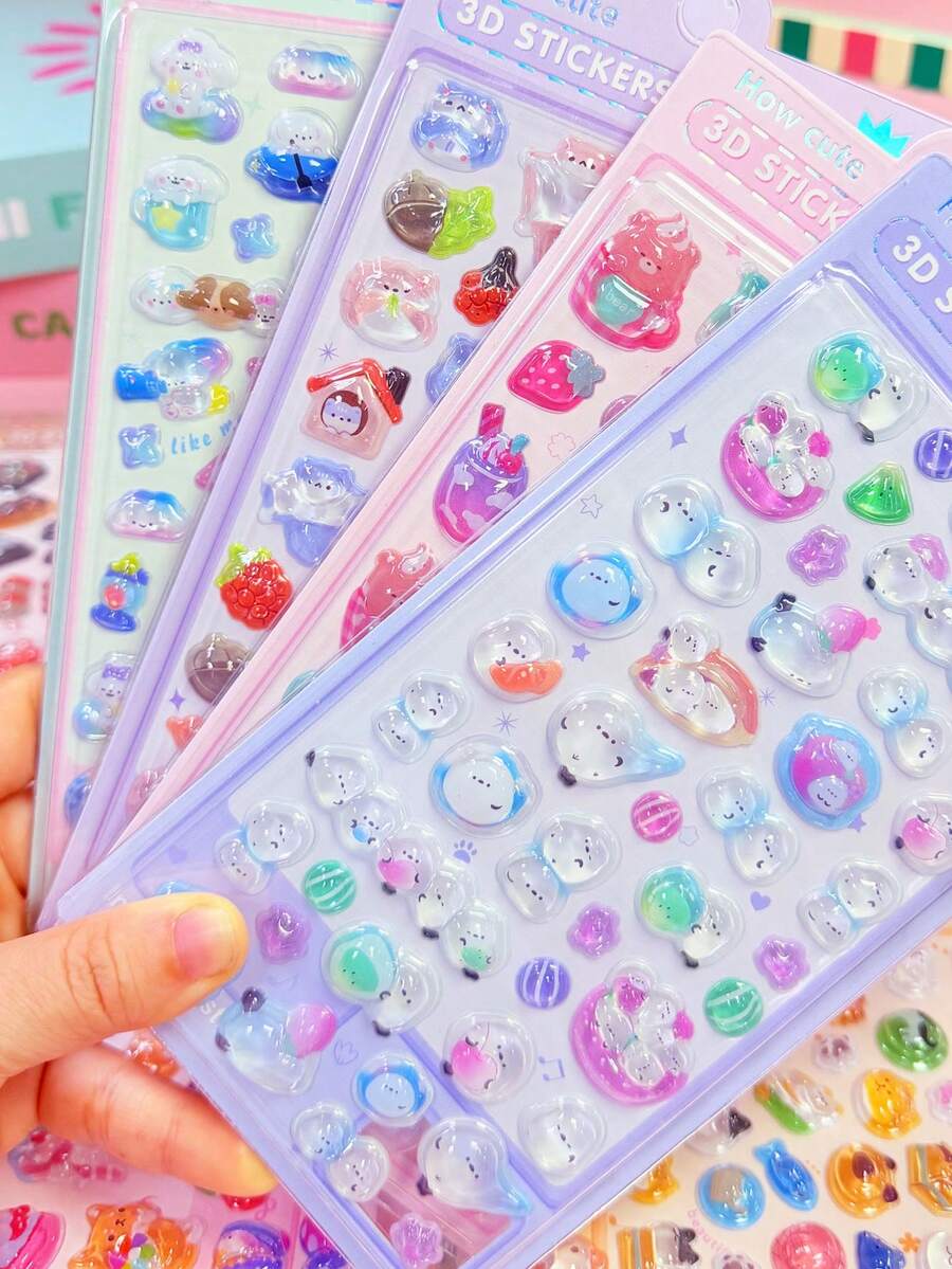Bộ sticker dán trang trí sổ tay rời, sticker hoạt hình anime phong cách Nhật Bản, sticker trang trí tự làm có thể tái sử dụng, sticker tương tác cho trẻ em, sticker trang trí hàng ngày, sticker trang trí tiệc. - Nhiều màu - Xem 1