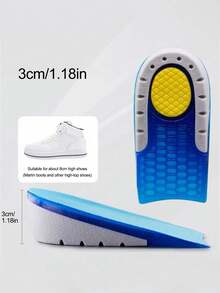1 Pair Blue Hidden Heel Inserts, 3 Height Adjustable - Blue - View 8