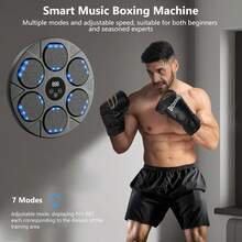 Musical Boxing Machine, Smart Boxing Trainer With Bluetooth And Boxing Gloves, Wall Mounted Boxing Machine For Parent-Child Interaction And Family Entertainment, Boxing Equipment For Home, Office And Gym. - Black - View 3