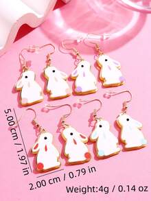1对可爱白兔彩蛋吊坠耳环，创意饰品，适合女性复活节派对 - 彩色 - 查看 9