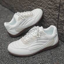 Lace-Up 2026 New Arrival White Casual Shoes For Men, Breathable Lightweight Flat Sneakers - White - View 1