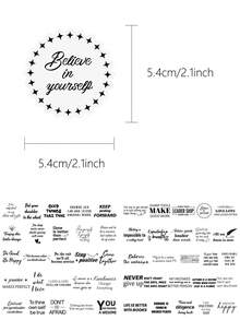 50pcs Black And White English Inspirational Phrases Stickers Handbook Notebook Laptop Phone Case Guitar PET Material Stickers - English Inspirational Phrase Stickers - View 2