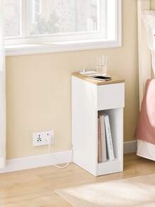 SoBuy Nachttisch mit Schublade für Boxspringbett Sofatisch  weiß BHT ca. 25x60x40cm FBT111-II-WN Bettablage Regal Zum Einhängen Beistelltisch schmal Telefontisch Nachtschrank Nachtkommode Beistelltisch Nachttisch Beistelltisch Nachttisch Säulentisch Tischhalter Robust Und Langlebig Überbetttisch Wohnzimmertisch Moderner Nachtschrank Moderne Nachtkommode Nachttisch Mit Schubladen Wohnzimmermöbel Weiß + Khaki MDF (E1) - Weiss - Übersicht 2