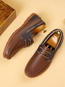 1 Pair Men's Sports Outdoor Shoes, Men's Walking Shoes With Eyelet Lace-Up Design, Casual Versatile Daily Wear Sneakers - Brown - View 3
