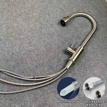 一套厨房阳台水槽龙头，三档旋转出水嘴冷热水龙头，含安装配件和软管，适用于洗脸盆等厨房用品和厨房配件。 - 銀色 - 查看 8