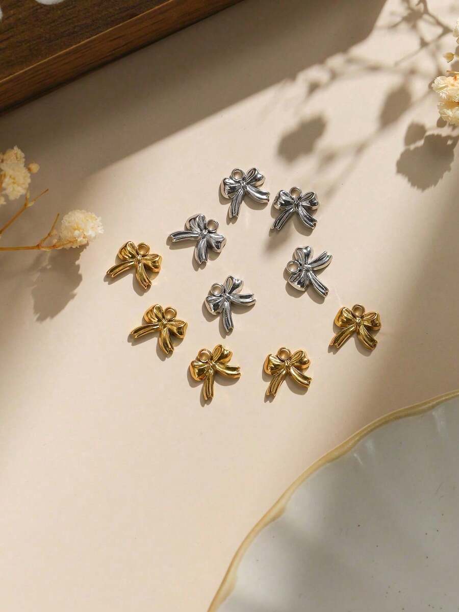3pcs/Pack 304 Stainless Steel Delicate Cute 18K Gold Plated Bowknot Pendant Accessories - Bow Accessories - View 1