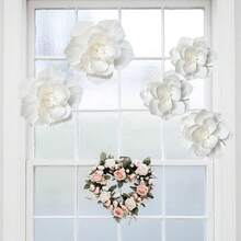 Bộ 5 bông hoa giấy nhân tạo kích thước 30cm và 25cm, trang trí tường 3D cho đám cưới, sinh nhật, tường cô dâu, tiệc sinh nhật, phông nền chụp ảnh, trang trí cổng vòm. - trắng - Xem 4