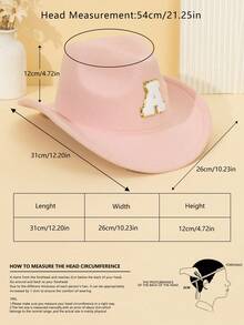 1pc Unisex Children's Letter Decor Pink Felt Brimmed Hat, 26 Letters Available, American Western Cowboy Style, Outdoor Casual Sun Hat For All Seasons, Suitable For Daily Wear, Parties, Outdoor Activities, Children's Gift - Pink - View 2