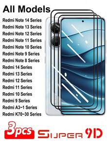 ZYONS 3pcs Ultra-Clear 9D Full Coverage 2.5D 9H Hardness Tempered Glass Screen Protector, Suitable For Redmi Note 14/13 Pro Max/12R/11 Lite/10S/9A/8/T/Redmi 14C/13C/11 10 2022/9i Power/A5/A4/A3/A2+/A1/K80/K70 Pro/K60 Ultra/K50/K40/K30 Series And More - 3PCS - View 13